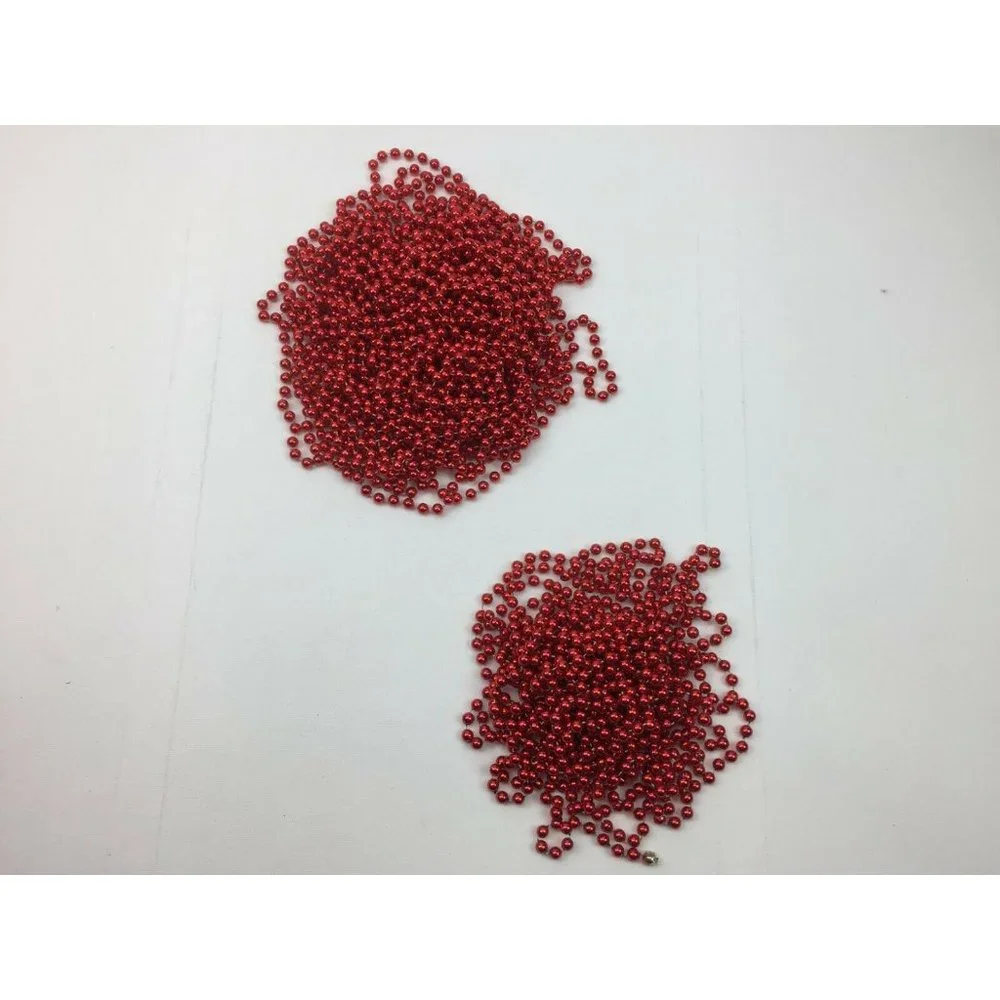 Christmas Festive Holiday Indoor Decor Plastic Red Bead Garlands Set of 2